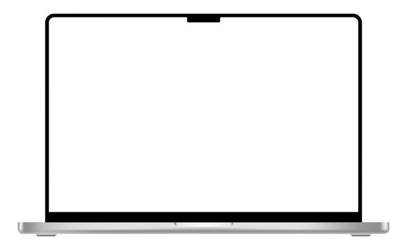 Apple MacBook Pro modern laptop mockup template with blank transparent display and black frame PNG. Notebook device for product advertisement and showcase