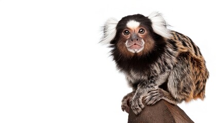 marmoset also known as zaris or sagoin are related to other monkeys, they show some apparently primitive features, having claws rather than nails, and tactile hairs on their wrists. Isolated on white