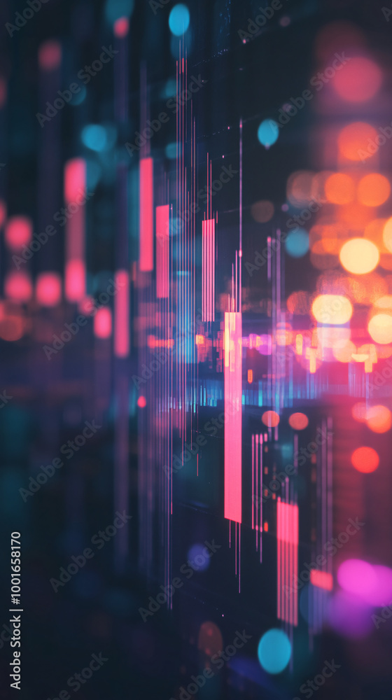 Leinwandbilder abstract bar graphs and colorful blurry lights create a vibrant big data visualization