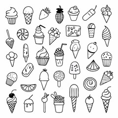 A delightful collection of hand-drawn ice cream illustrations, perfect for adding a touch of fun and sweetness to your designs. From classic cones to whimsical popsicles.