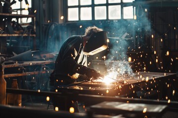 Skilled Welder at Work in the Workshop