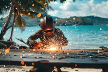 Skilled Welder at Work in the Workshop