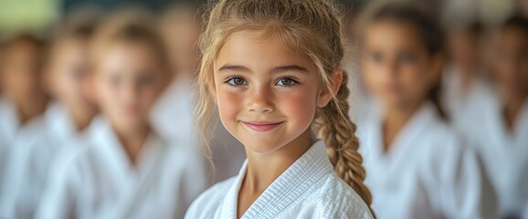 Young Girl in Karate Uniform Smiling