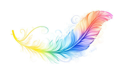  Vibrant Rainbow Feather Illustration on White Background