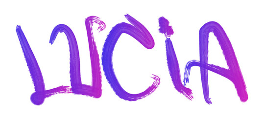 Lucia  - name street art - graffiti lettering typography - art illustration - multicolor - writen Word - blue and pink	