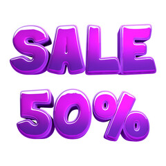 Text purple sale 70 percent on transparent background