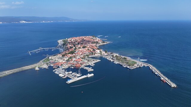 Nesebar Bulgaria drone video panorama