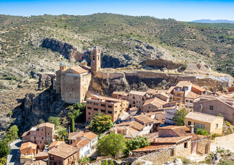 Obraz premium Castielfabib beautiful village and castle in Valencia province
