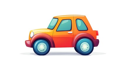 Fototapeta premium Cartoon Illustration of a Cute Orange Car