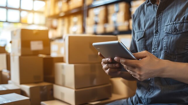 This is a freight transportation and distribution warehouse. Industrial and industrial workers concept