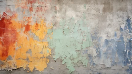 Crédence de cuisine en verre imprimé Wall with peeling paint. Texture of old concrete wall for background. A dilapidated building wall in need of major repairs. Facade of a house with damaged plaster. Photophone for retro photography.