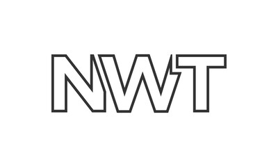 NWT logo design template with strong and modern bold text. Initial based vector logotype featuring simple and minimal typography. Trendy company identity.