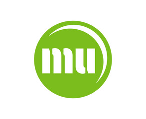 MU sport emblem or team logotype. Ball logo with a combination of Initial letter M and U for balls shop, sports company, training, club badge.
