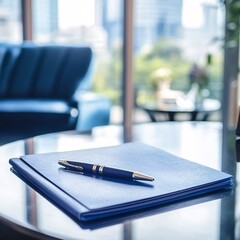 Notepad on a table with pen before meeting