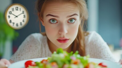 Anticipating Nourishment: Young Woman's First Meal after Intermittent Fasting