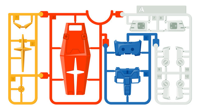 Plastic model runner with removable parts
