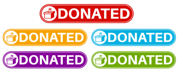 Set collections colourful donated trendy sign icon. money Donation labels design template Vector illustration	