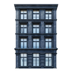 Fototapeta premium Modern apartment building facade with large windows and dark grey stone facade is featuring a contemporary architectural design