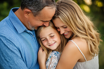 Fototapeta premium Families hugging and smiling