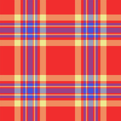 Display plaid pattern background, 40s texture seamless fabric. Open vector tartan textile check in orange and red colors.