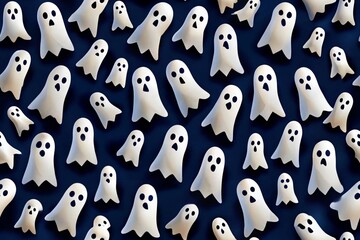 Halloween 3d Ghost Black and white color, colletions banner design on dark blue background, Eps 10 vector illustration

