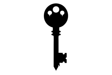 Key silhouette vector illustration showcasing a detailed and elegant design, perfect for logos, digital art, decor, or security-related projects, ideal for creative uses.