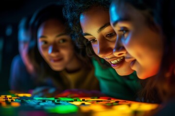  diverse team of coworkers at an escape game room