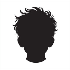 Child boy face silhouette on white background
