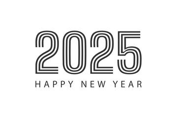 Happy New Year 2025 typography template calendar cover. Vector design for poster, banner, greeting card and invitation.