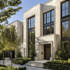 Modern Luxury Townhome Exterior with Geometric Design