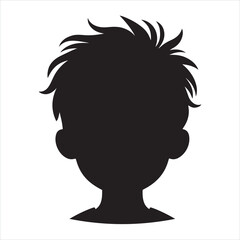 Child boy face silhouette on white background
