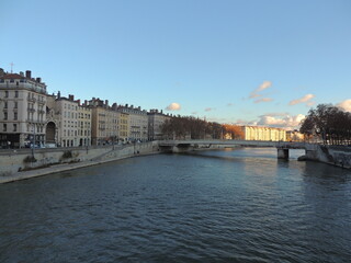 Fototapeta premium Buildings near the Saône River in Lyon - France