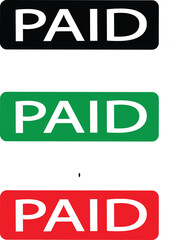 Paid stamp vector texture. Rubber cliche imprint. Web or print design element for sign, sticker, label, Badge, Placard, Notice, Seal, Message, Alert icons set isolated on transparent background.