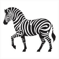 Stylized Zebra silhouette on white background
