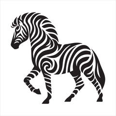 Stylized Zebra silhouette on white background
