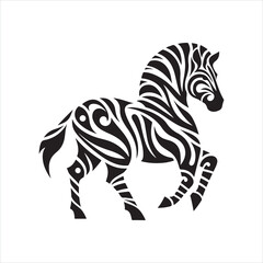 Stylized Zebra silhouette on white background
