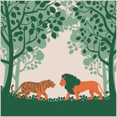 Silhouette of forest animals