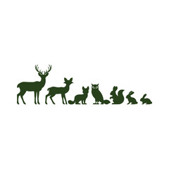 Silhouette of forest animals