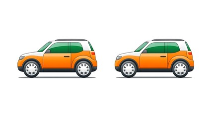 Fototapeta premium Orange and White Compact SUV Car Icon Set in Side View