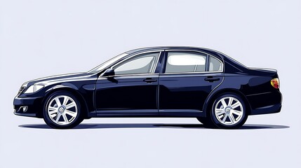 Fototapeta premium Black Sedan Car Isolated on White Background