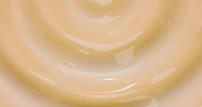 Animated 3D background with yellow and cream ripples, depicting the concepts of collagen serum, hyaluronic acid, and vitamins in a composition