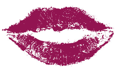 Lips imprint, dark pink lipstick kiss. Vector illustration