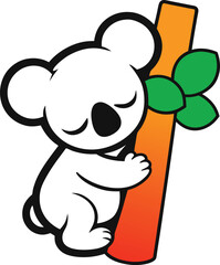 Serene Koala Nestled on Tree Vector Illustration Perfect for Wildlife Enthusiasts
