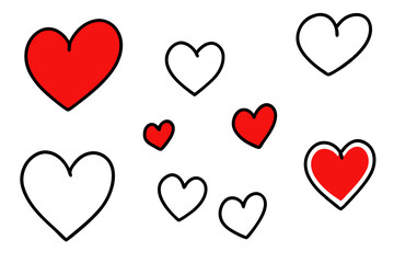 Heart vector icons. Set of love symbols isolated on transparent background.