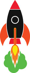 Vector Illustration of a Simple Rocket Launching Journey for Young Space Enthusiasts

