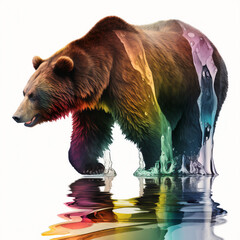 Fototapeta premium Transform your space with a multicolor brown bear watercolor and a gorgeous Safari Artwork