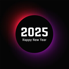 Happy new year 2025 inscription in circle light frame