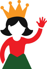 Royal Wave Princess in a Crown Vector Illustration Design
