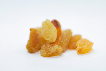 Raisins close up photo with white background, Kismis