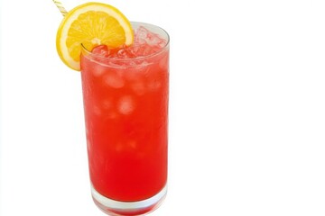 Refreshing Summer Cocktail: Iced Red Drink with Lemon and Ice